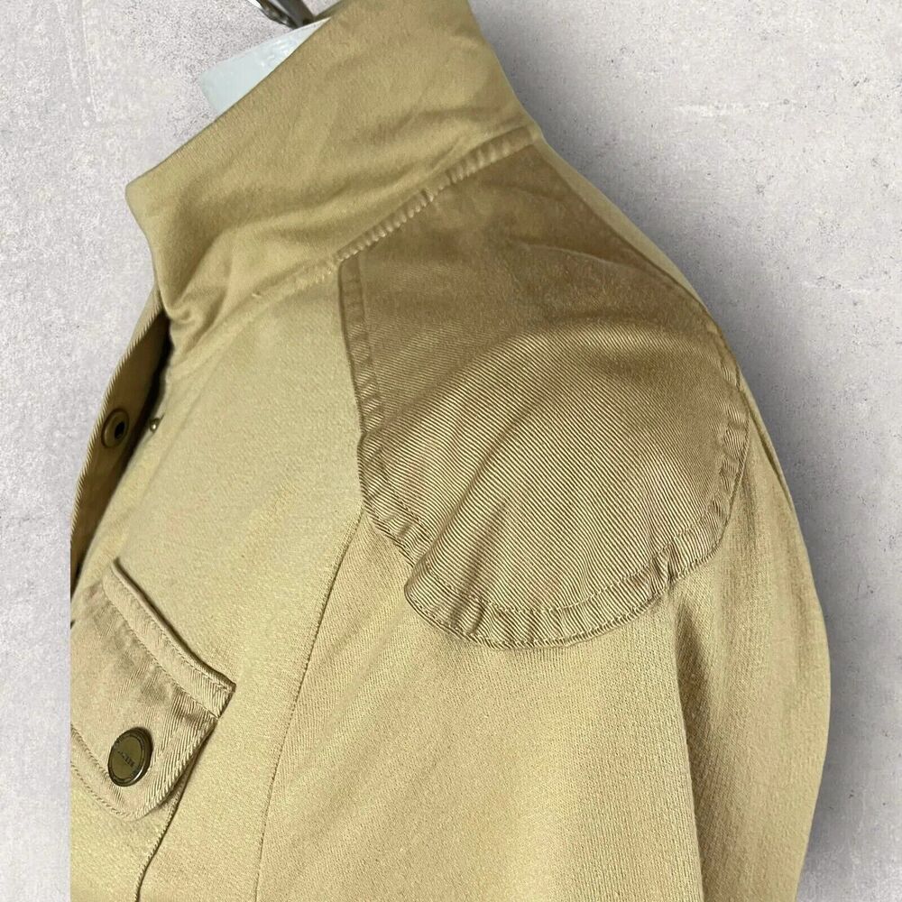 Ralph Lauren Khaki Gold Cotton Safari Jacket Coat Brass Snaps Zip 4 Pockets XL - Picture 7 of 10